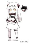  ahoge aircraft airplane dress holding horns kantai_collection long_hair looking_at_viewer mittens northern_ocean_hime shinkaisei-kan simple_background sketch solo white_background white_dress white_hair white_skin yellow_eyes yuzuki_gao 