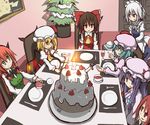  :d :o :t alcohol ascot blonde_hair blue_eyes blue_hair blue_ribbon blush bow bowl braid brown_hair cake candle chair china_dress chinese_clothes christmas christmas_tree commentary detached_sleeves dress flandre_scarlet food fork from_above gen_1_pokemon glowing glowing_wings hair_bow hair_ribbon hair_tubes hakurei_reimu hat hong_meiling izayoi_sakuya juliet_sleeves knife koakuma kumo_(atm) large_bow long_hair long_sleeves looking_at_another maid maid_headdress multiple_girls no_hat no_headwear open_mouth painting_(object) patchouli_knowledge pikachu plate pokemon pokemon_(creature) puffy_sleeves purple_dress purple_eyes purple_hair red_eyes red_hair red_ribbon remilia_scarlet ribbon short_hair side_ponytail sideways_mouth silver_hair sitting smile spoon striped striped_dress table tea touhou tress_ribbon twin_braids vertical_stripes wine wings 
