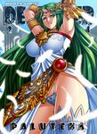  armpits arms_behind_head asymmetrical_legwear bare_shoulders breasts g-string green_eyes green_hair jadenkaiba jewelry kid_icarus kid_icarus_uprising lace lace-trimmed_thighhighs large_breasts long_hair looking_at_viewer necklace palutena panties smile solo thighhighs thighs thong tiara underwear very_long_hair white_legwear 