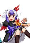  bad_id bad_pixiv_id bloomers blue_hair bow closed_eyes dai-erie hair_bow head_wings horn_ribbon horns ibuki_suika long_hair minigirl multicolored_hair multiple_girls open_mouth orange_hair red_eyes ribbon short_hair silver_hair single_head_wing smile surprised tokiko_(touhou) touhou two-tone_hair underwear wings 