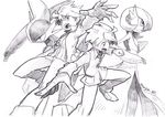  dual_persona gallade gardevoir gen_3_pokemon gen_4_pokemon jewelry mega_gallade mitsuru_(pokemon) multiple_boys necklace pokemon pokemon_(creature) pokemon_(game) pokemon_oras pokemon_rse sketch skyloop19 