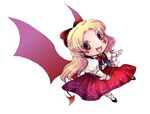 blonde_hair bow demon_girl demon_tail demon_wings earrings elis_(touhou) facepaint fang hair_bow jewelry muutzi pointy_ears red_eyes solo star tail touhou touhou_(pc-98) wand wings 
