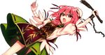 :o ahoge bandaged_arm bandages bun_cover chain china_dress chinese_clothes cuffs double_bun dress flower full_body harukawa_moe ibaraki_kasen leaf leaf_print long_hair monkey_paw official_art pink_eyes pink_flower pink_hair pink_rose puffy_sleeves rose severed_hand shoes tabard touhou transparent_background urban_legend_in_limbo v-shaped_eyebrows 