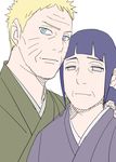  1boy 1girl age_progression blonde_hair blue_eyes blue_hair couple facial_mark husband_and_wife hyuuga_hinata looking_at_viewer naruto older simple_background smile uzumaki_hinata uzumaki_naruto whisker_markings whiskers white_background white_eyes 