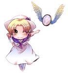  angel_wings blonde_hair bowing hat luize mirror muutzi neckerchief solo touhou touhou_(pc-98) white_hat wings yellow_eyes 