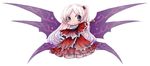  bare_shoulders beads fingerless_gloves gloves grey_eyes hair_beads hair_ornament muutzi purple_wings shinki side_ponytail solo touhou touhou_(pc-98) white_hair wings 
