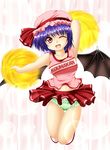  bat_wings cheerleader green_panties highres kagura_chitose midriff navel panties pom_poms remilia_scarlet skirt solo sweat touhou underwear wings 