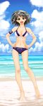  barefoot bikini day front-tie_top highres mami_akira side-tie_bikini solo suzumiya_haruhi suzumiya_haruhi_no_yuuutsu swimsuit 