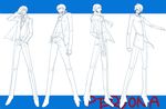  blue crossover highres hoshita male_focus monochrome multiple_boys narukami_yuu persona persona_1 persona_2 persona_3 persona_4 school_uniform suou_tatsuya toudou_naoya yuuki_makoto 