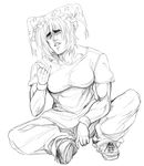  bad_id bad_pixiv_id greyscale hat manly monochrome muscle pants parody pinky_out sketch solo take_shinobu teeth touhou yakumo_ran 