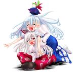  :3 akunohana ex-keine fujiwara_no_mokou glomp happy hug kamishirasawa_keine kamishirasawa_keine_(hakutaku) multiple_girls sukusuku_hakutaku touhou 