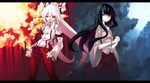  akanagi_youto bad_id bad_pixiv_id black_hair fire fujiwara_no_mokou houraisan_kaguya long_hair multiple_girls red_eyes silver_hair suspenders touhou 