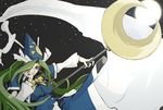  bow breasts crescent full_moon ghost green_eyes green_hair hat large_breasts lips long_hair md5_mismatch mima moon nagihito night ribbon solo staff touhou very_long_hair wizard_hat 