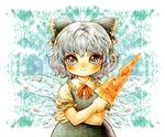  bad_id bad_pixiv_id blue_eyes blue_hair bow cirno food hair_bow popsicle short_hair solo souri touhou watermelon_bar wings 