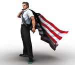  american_flag full_body male_focus metal_wolf_chaos necktie official_art president_michael_wilson shoes short_sleeves simple_background solo standing watch watermark wristwatch 