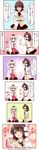  &gt;_&lt; :d animal_ears arm_behind_back black_hair blush closed_eyes comic dog_ears dog_tail ear_wiggle hat highres index_finger_raised inubashiri_momiji leaf_print mochiya_marosuke multiple_girls open_mouth polka_dot polka_dot_background pom_pom_(clothes) red_eyes shameimaru_aya short_hair silver_hair smile sparkle sweat tail tail_wagging tokin_hat touhou translated xd 