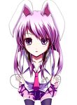  animal_ears bunny_ears headphones kuroi_hitsuji lowres necktie purple_neckwear reisen_udongein_inaba skirt solo touhou 