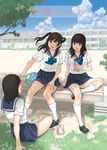  bench day multiple_girls original outdoors school_uniform serafuku skirt yakiyama_line 