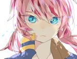  blue_eyes close-up face inazuma_eleven_(series) inazuma_eleven_go jacket kirino_ranmaru long_hair male_focus pink_hair raimon shirota69 solo track_jacket twintails 