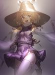  blonde_hair blush bobomaster breasts bubble hair_ribbon hat looking_away microskirt moriya's_iron_rings moriya_suwako open_mouth purple_skirt red_ribbon ribbon ribbon_trim shiny shiny_skin short_hair skirt skirt_set small_breasts smile solo thighhighs touhou underwater vest white_legwear wide_sleeves yellow_eyes 