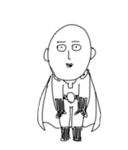  1boy animated animated_gif bald cape dancing gloves lowres male male_focus monochrome one-punch_man onepunch_man saitama_(one-punch_man) saitama_(onepunch_man) smile solo 