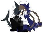  1girl blush braid couple eyepatch flying_sweatdrops good_end hetero jewelry kiss mogeko_(okegom) necklace older oounabara_to_wadanohara samekichi scar sitting spoilers tail wadanohara 