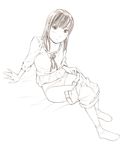  long_hair monochrome original panties shorts sketch socks solo traditional_media underwear undressing yoshitomi_akihito 