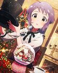  christmas christmas_tree hat idolmaster idolmaster_million_live! little_mizuki magic_trick makabe_mizuki official_art open_mouth purple_hair short_hair solo top_hat wavy_hair yellow_eyes 