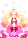  blonde_hair bow choker closed_eyes cure_flora earrings gloves go!_princess_precure haruno_haruka jewelry long_hair magical_girl multicolored_hair pink_bow pink_hair pink_skirt precure puffy_short_sleeves puffy_sleeves short_sleeves skirt smile solo streaked_hair tj-type1 two-tone_hair white_gloves 