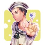  black_hair blue_eyes bubble dixie_cup_hat hat higashikata_jousuke_(jojolion) jojo_no_kimyou_na_bouken jojolion kesaharus male_focus military_hat sailor solo 