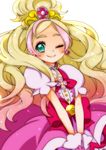  8041mm ;) aqua_eyes blonde_hair bow choker cure_flora go!_princess_precure gradient_hair haruno_haruka long_hair magical_girl multicolored_hair one_eye_closed pink_bow precure smile solo 