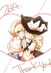  alice_margatroid apron ascot bad_id bad_twitter_id blonde_hair blush capelet couple hairband hat heart highres holding_hands kirisame_marisa long_hair multiple_girls non_(z-art) short_hair smile text_focus touhou waist_apron witch_hat wrist_cuffs yellow_eyes yuri 