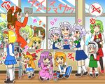  &gt;_&lt; =3 alice_margatroid anger_vein angry azusa_(cookie) backpack bad_id bad_nicoseiga_id bag benikurage blonde_hair blood blue_dress blue_sky blush bow braid brown_hair cigarette cleaning_windows closed_eyes coffee cookie_(touhou) crescent cup dress eska_(cookie) flyer fume green_hair hair_bow hair_ribbon hair_tubes hairband hakurei_reimu heart horns ibuki_suika indian_style indoors izayoi_sakuya kanna_(cookie) kazami_yuuka kirisame_marisa konpaku_youmu ladder long_hair maid maid_headdress mars_(cookie) multiple_girls musical_note necktie nosebleed oni patchouli_knowledge purple_hair randoseru red_eyes red_skirt red_vest ribbon rumia school short_hair silver_hair sitting skirt sky smoke speech_bubble spoken_object spoken_x steam thighhighs touhou tsurikichi_obasan twin_braids umo_(cookie) uzuki_(cookie) vest window yellow_neckwear zettai_ryouiki 