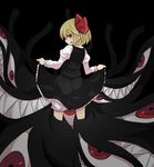  aoi_tobira bakemonogatari blonde_hair bloomers darkness derivative_work fullmetal_alchemist hair_ribbon juliet_sleeves licking_lips long_sleeves looking_at_viewer looking_back monogatari_(series) pride puffy_sleeves red_eyes ribbon rumia senjougahara_pose shirt skirt skirt_lift skirt_set solo tongue tongue_out touhou trait_connection underwear vest 