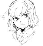  face greyscale hair_ornament inazuma_eleven_(series) inazuma_eleven_go looking_at_viewer male_focus monochrome open_mouth petagon shindou_takuto sketch solo star upper_body white_background 