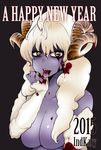  2015 blood breasts horns ind-kary new_year original purple_skin sheep white_hair yellow_eyes zombie 