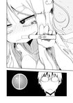  1girl 2koma blush comic cool-kyou_shinja danna_ga_nani_wo_itte_iru_ka_wakaranai_ken glasses greyscale long_hair monochrome open_mouth pregnancy_test translation_request tsunashi_hajime tsunashi_kaoru 