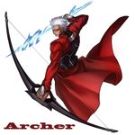  absurdres archer arrow bow_(weapon) character_name dark_skin dark_skinned_male fate/stay_night fate_(series) highres male_focus manly solo todee weapon white_hair 