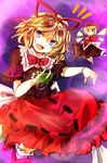  :d blonde_hair bobby_socks bow bowtie doll doll_joints dress flower hair_bow kutsuki_kai lily_of_the_valley medicine_melancholy open_mouth smile socks su-san touhou 