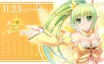  2014 breasts calendar_(medium) cleavage detached_sleeves elsword fairy_wings green_eyes green_hair highres long_hair medium_breasts november pointy_ears rena_(elsword) tsukimi_kirara wings 