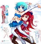  :d annoyed arms_up bare_shoulders blue_dress blue_hair dress elbow_gloves expressionless fingerless_gloves full_body gloves ice_skates lifting_person long_hair looking_at_viewer magical_girl mahou_shoujo_madoka_magica mahou_shoujo_madoka_magica_movie miki_sayaka multiple_girls open_mouth outstretched_arms pantyhose red_hair sakura_kyouko short_hair silverxp skates smile strapless thought_bubble very_long_hair white_legwear 