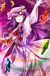  book crescent crescent_hair_ornament crystal dress hair_ornament hat kutsuki_kai long_hair mob_cap patchouli_knowledge purple_eyes purple_hair shaded_face solo spell touhou very_long_hair 