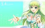  2014 breasts calendar_(medium) cleavage elsword grand_archer_(elsword) green_eyes green_hair highres large_breasts long_hair may pointy_ears rena_(elsword) solo tsukimi_kirara 