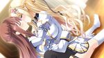  1girl blonde_hair blue_eyes bow bowtie braid breasts brown_hair crossdressing eyes_closed flower game_cg hair_flower hair_ornament hair_ribbon kimishima_ao large_breasts long_hair mitsu_king otome_ga_kanaderu_koi_no_aria ribbon rose tenshouin_chikage trap tsukahara_izumi zinno 