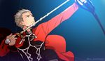  archer arrow bow_(weapon) drawing_bow fate/stay_night fate_(series) holding holding_arrow holding_bow_(weapon) holding_weapon male_focus niu_illuminator solo weapon white_hair 