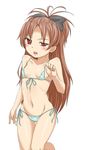  bikini brown_eyes brown_hair kaiyuna long_hair mahou_shoujo_madoka_magica sakura_kyouko standing swimsuit 