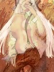  cigarette fujiwara_no_mokou hair_over_one_eye long_hair long_sleeves nishiokissa open_clothes open_shirt red_eyes sepia shirt smoking solo suspenders touhou white_hair white_shirt 