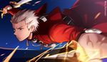  archer fate/stay_night fate_(series) kanshou_&amp;_bakuya male_focus niu_illuminator solo sword weapon white_hair 