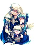  2boys bad_id bad_pixiv_id blonde_hair blue_eyes blue_hair bow choker dizzy eyepatch family father_and_son guilty_gear guilty_gear_2 guilty_gear_xrd husband_and_wife ky_kiske long_hair mother_and_son multiple_boys ponytail red_eyes ribbon san_(winteroll) short_hair sin_kiske tail tail_ribbon wings younger 