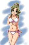  bikini green_eyes green_hair highres long_hair minamino_kanade ponytail precure stick308 suite_precure swimsuit 